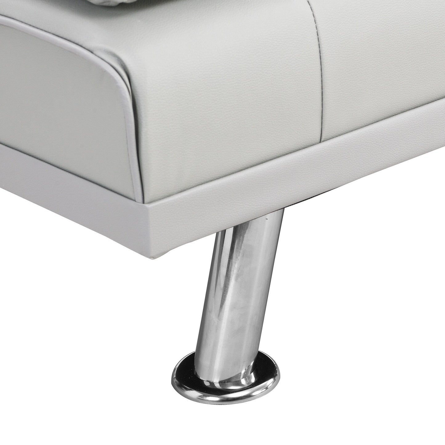 Divano letto a due posti in PVC bianco con struttura in legno
