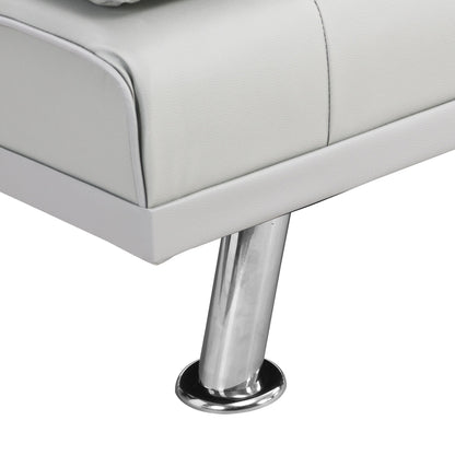 Divano letto a due posti in PVC bianco con struttura in legno