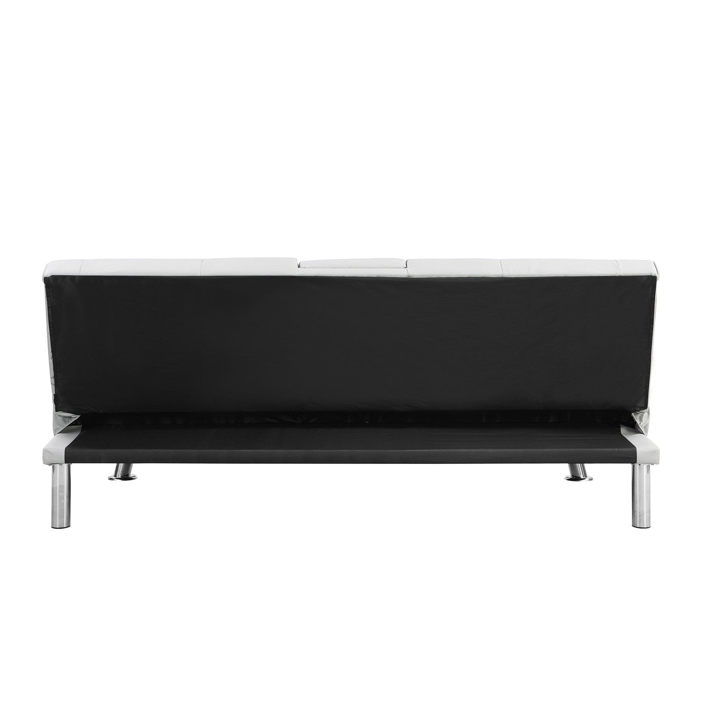 Divano letto a due posti in PVC bianco con struttura in legno