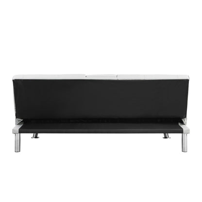Divano letto a due posti in PVC bianco con struttura in legno