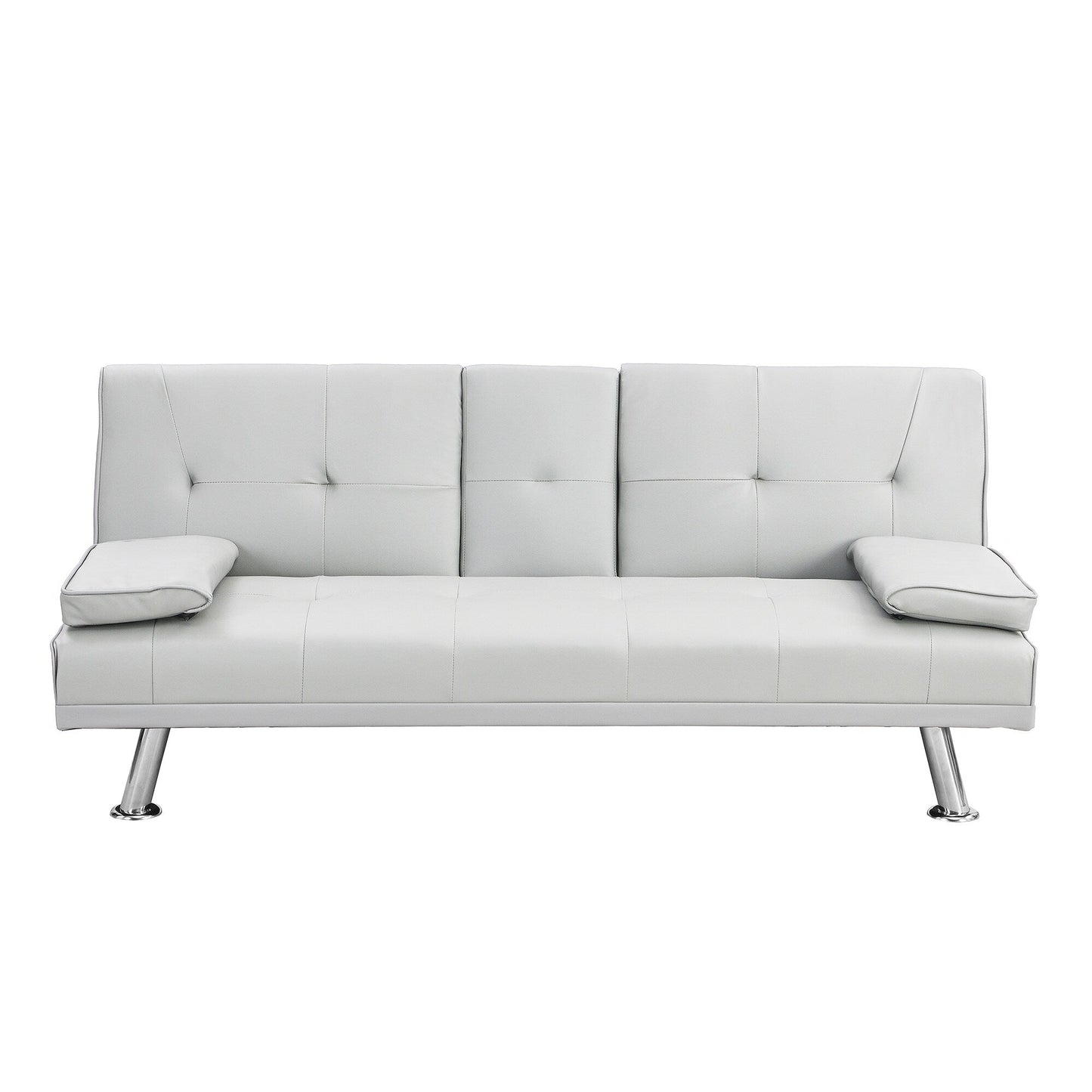Divano letto a due posti in PVC bianco con struttura in legno