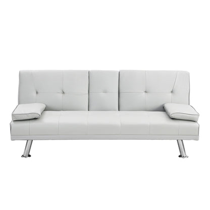Divano letto a due posti in PVC bianco con struttura in legno