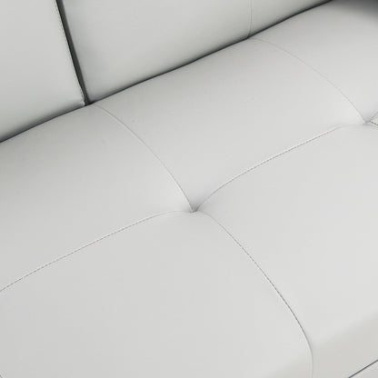 Divano letto a due posti in PVC bianco con struttura in legno