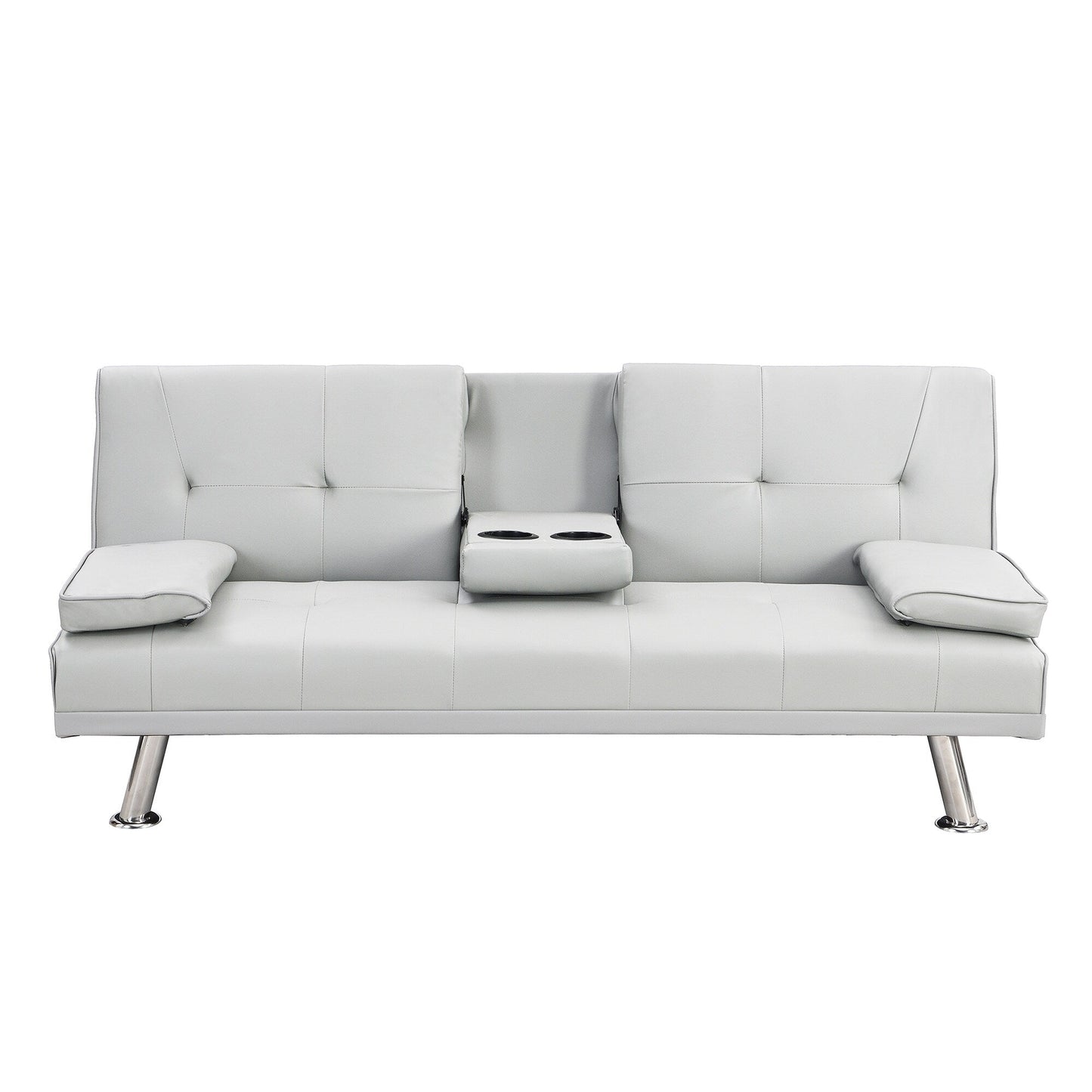 Divano letto a due posti in PVC bianco con struttura in legno