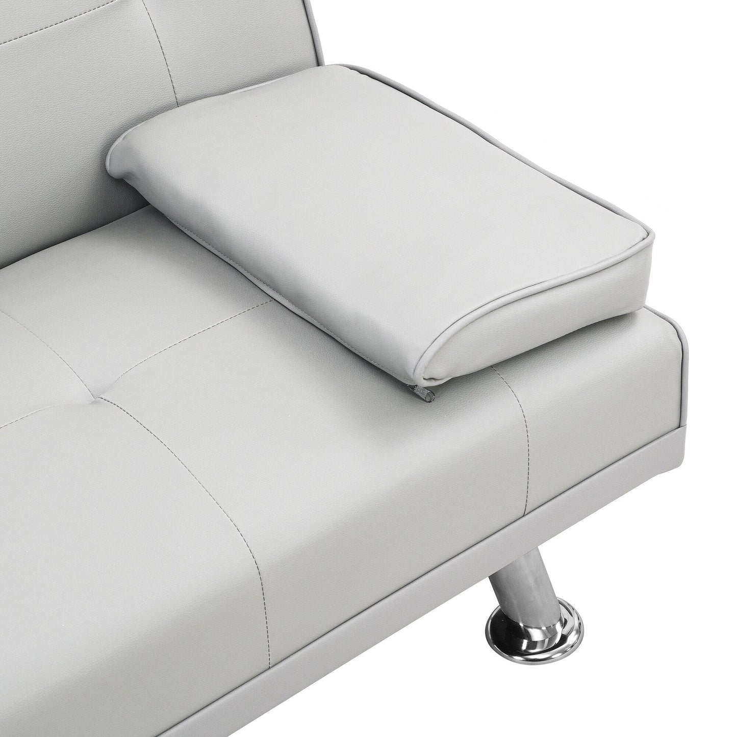 Divano letto a due posti in PVC bianco con struttura in legno