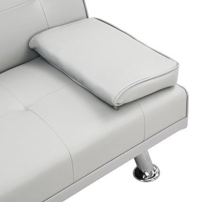 Divano letto a due posti in PVC bianco con struttura in legno