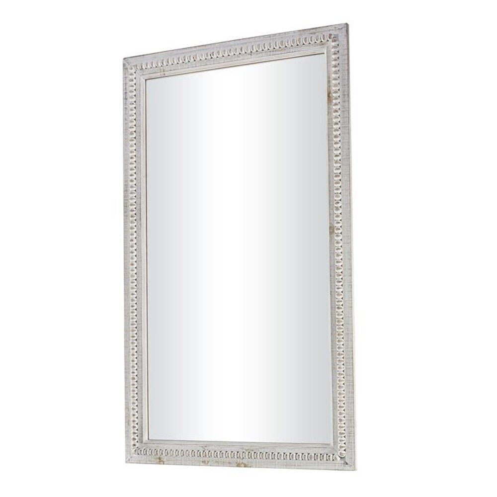 Specchio da parete rettangolare in legno rustico intagliato con perline, 48 x 28 - Specchio 48 x 28