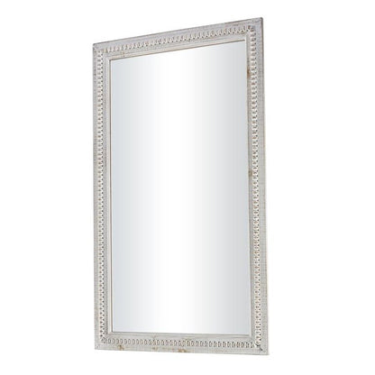 Specchio da parete rettangolare in legno rustico intagliato con perline, 48 x 28 - Specchio 48 x 28