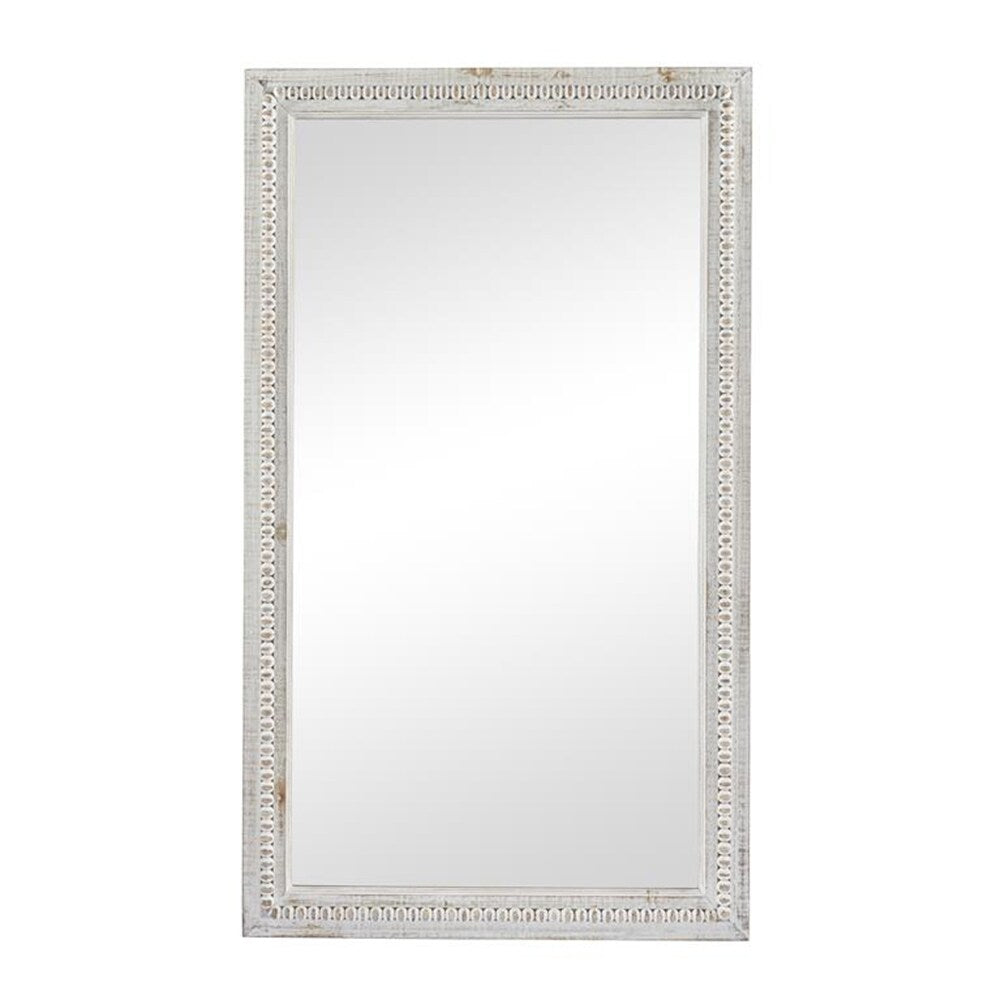 Specchio da parete rettangolare in legno rustico intagliato con perline, 48 x 28 - Specchio 48 x 28