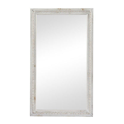Specchio da parete rettangolare in legno rustico intagliato con perline, 48 x 28 - Specchio 48 x 28