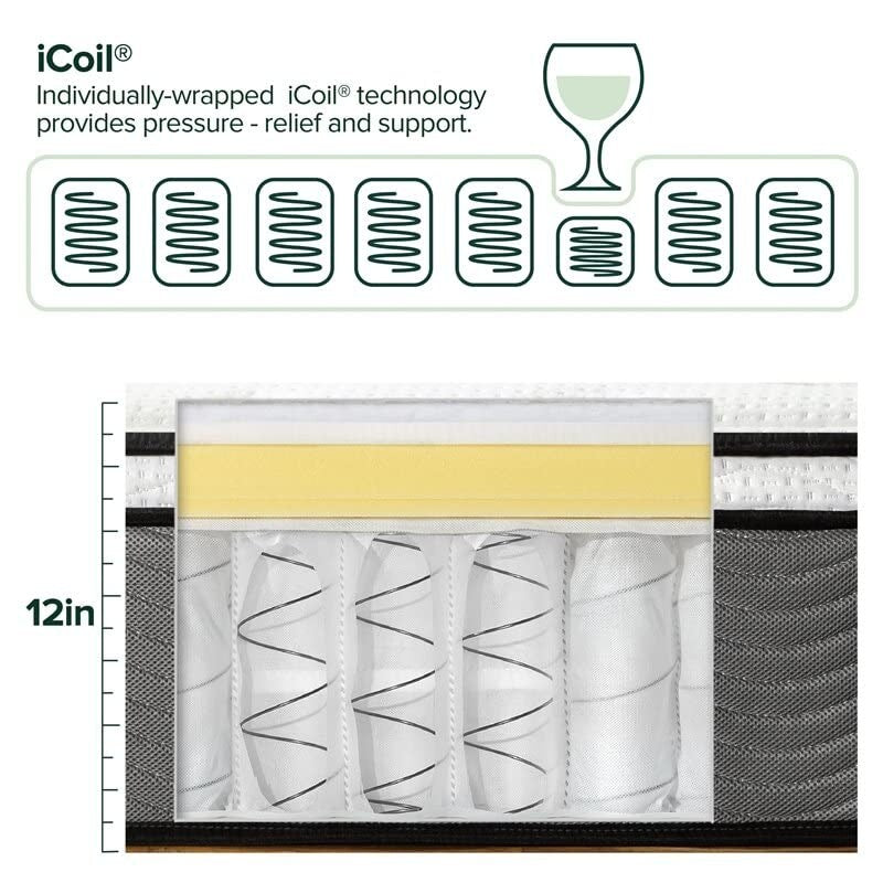 Materasso in memory foam bianco e grigio da 10 pollici