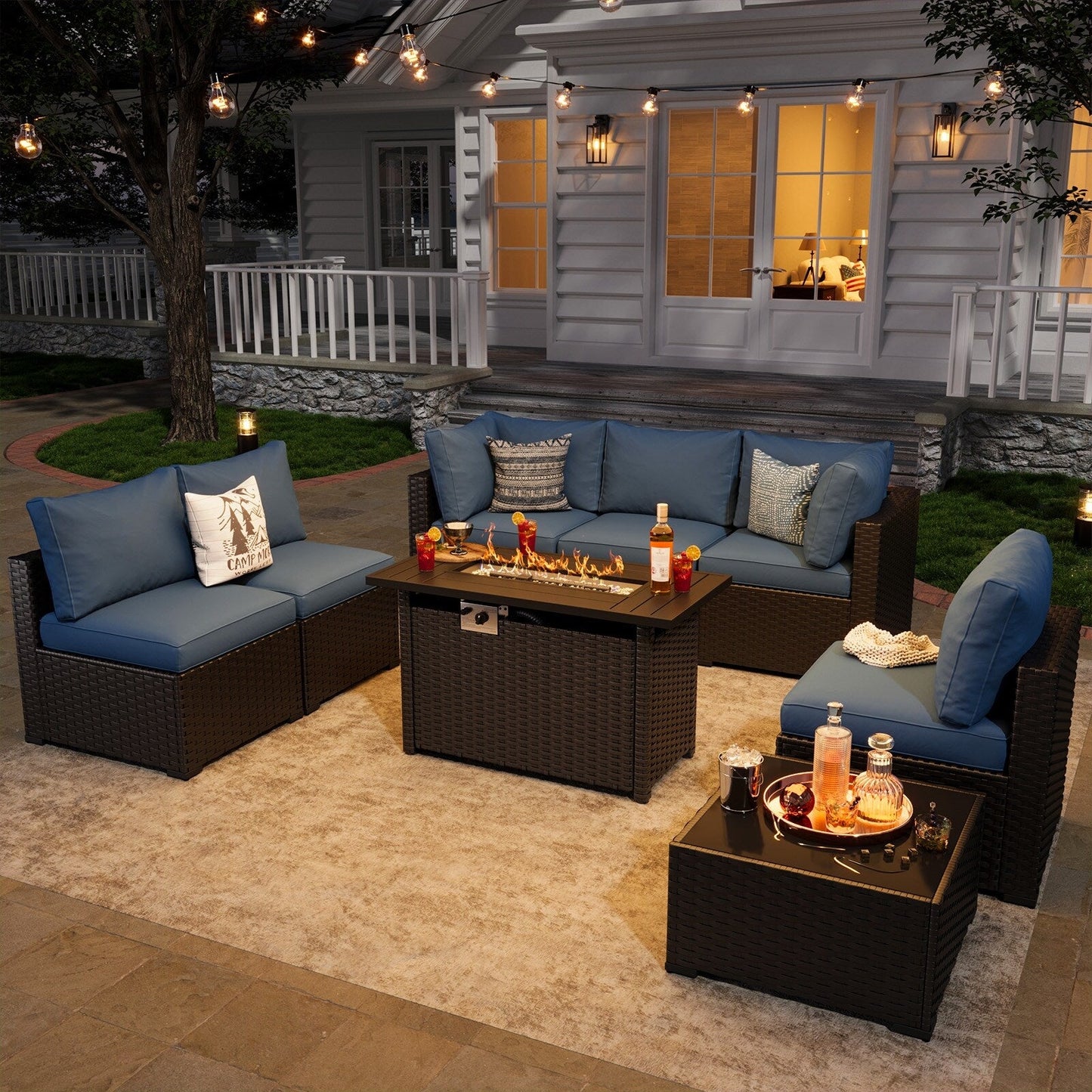 Set di divani componibili in vimini e rattan per patio