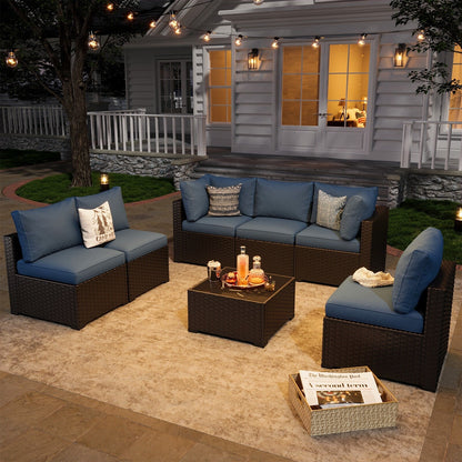 Set di divani componibili in vimini e rattan per patio