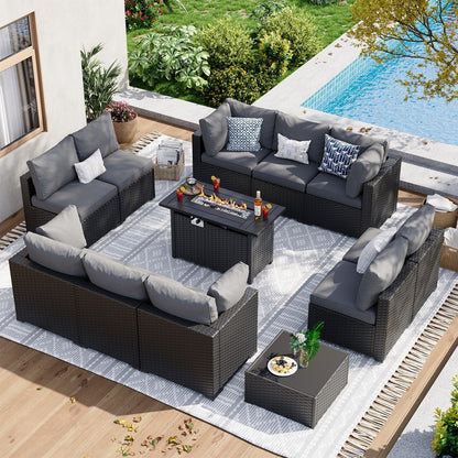 Set di divani componibili in vimini e rattan per patio