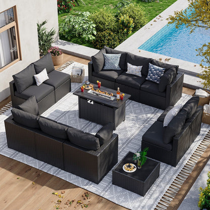 Set di divani componibili in vimini e rattan per patio