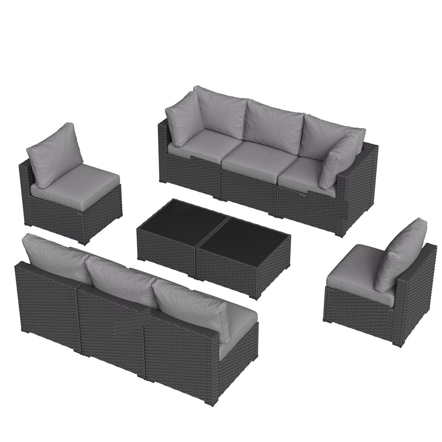 Set di divani componibili in vimini e rattan per patio