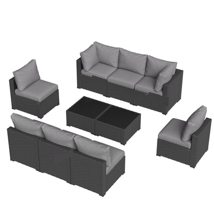 Set di divani componibili in vimini e rattan per patio