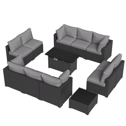 Set di divani componibili in vimini e rattan per patio