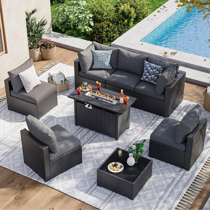 Set di divani componibili in vimini e rattan per patio