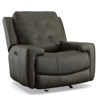 Poltrona reclinabile elettrica Wicklow in pelle con poggiatesta elettrico di Flexsteel