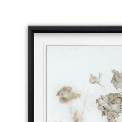 Wildflower Mist I - Stampa incorniciata personalizzata - blu, bianco, grigio, giallo, verde, argento, oro