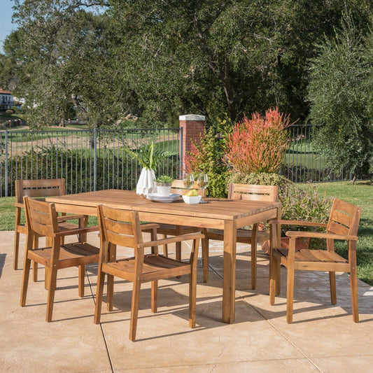 Set da pranzo rettangolare espandibile in legno per esterni Wilson di Christopher Knight Home
