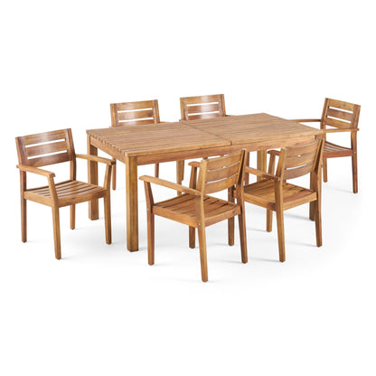 Set da pranzo rettangolare espandibile in legno per esterni Wilson di Christopher Knight Home