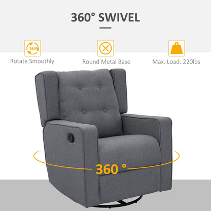 Poltrona reclinabile girevole con schienale ad ala, poltrona da home theater, poltrona imbottita con poggiapiedi retrattile