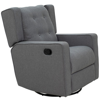 Poltrona reclinabile girevole con schienale ad ala, poltrona da home theater, poltrona imbottita con poggiapiedi retrattile