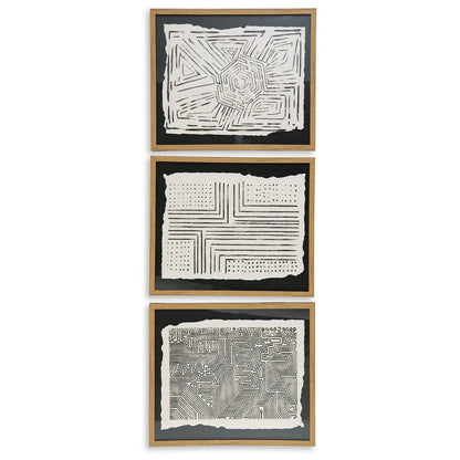 Wonderstow - Set di 3 decorazioni murali nere/beige