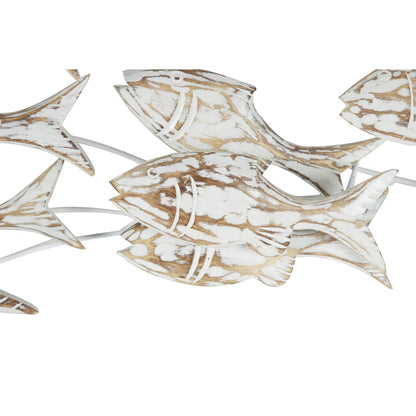 Decorazione murale per la casa a forma di pesce in legno fatto a mano con effetto anticato marrone - Bianco - Roche River Decor