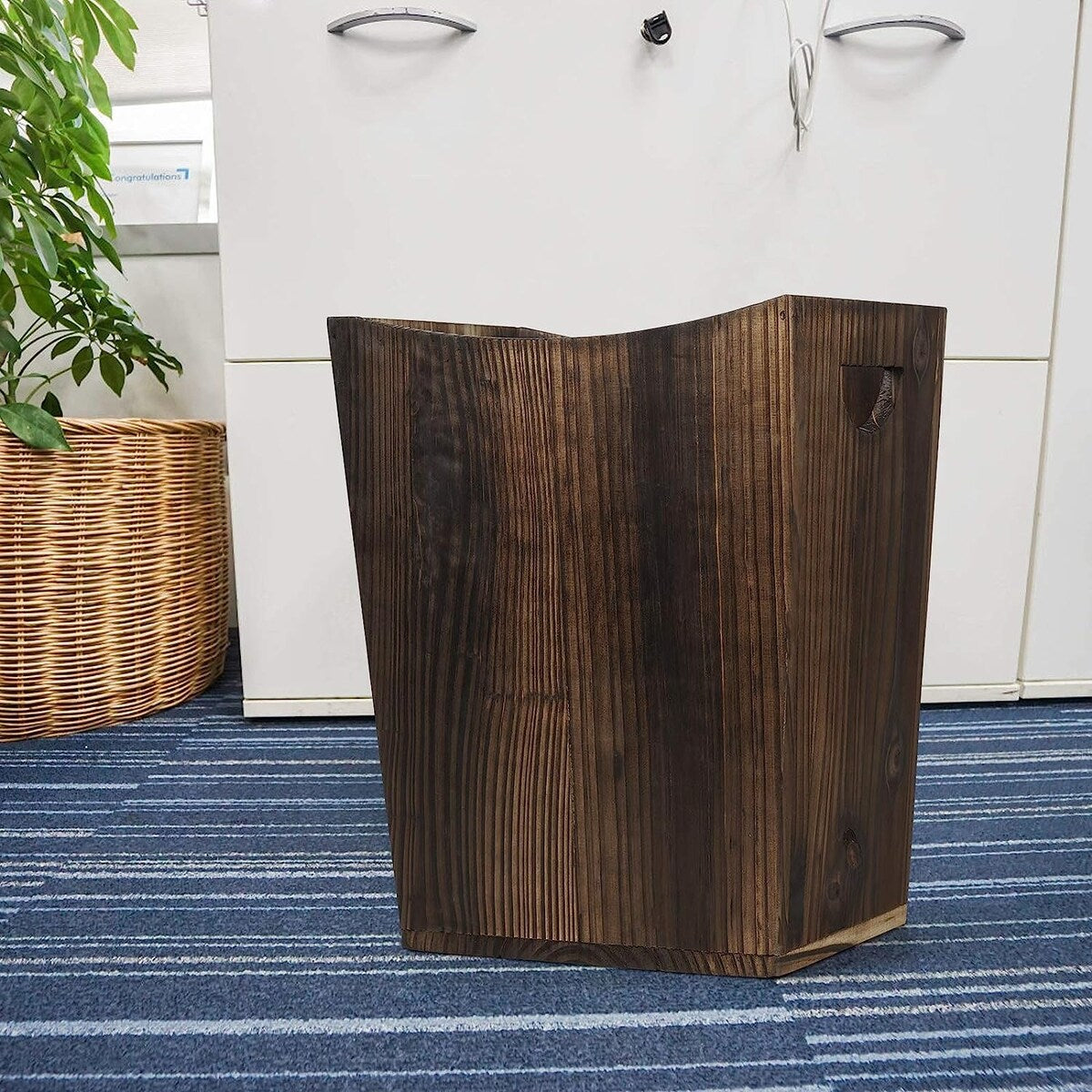Cestino per rifiuti in legno, cestino per rifiuti in stile rustico da fattoria