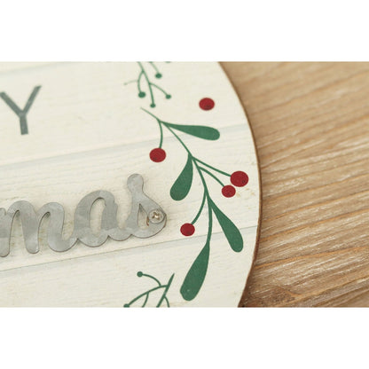 Cartello rotondo da appendere alla parete in legno e metallo, Buon Natale