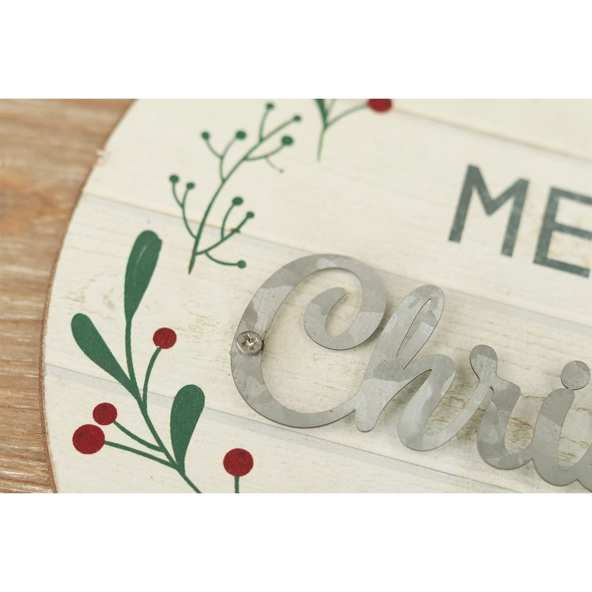 Cartello rotondo da appendere alla parete in legno e metallo, Buon Natale