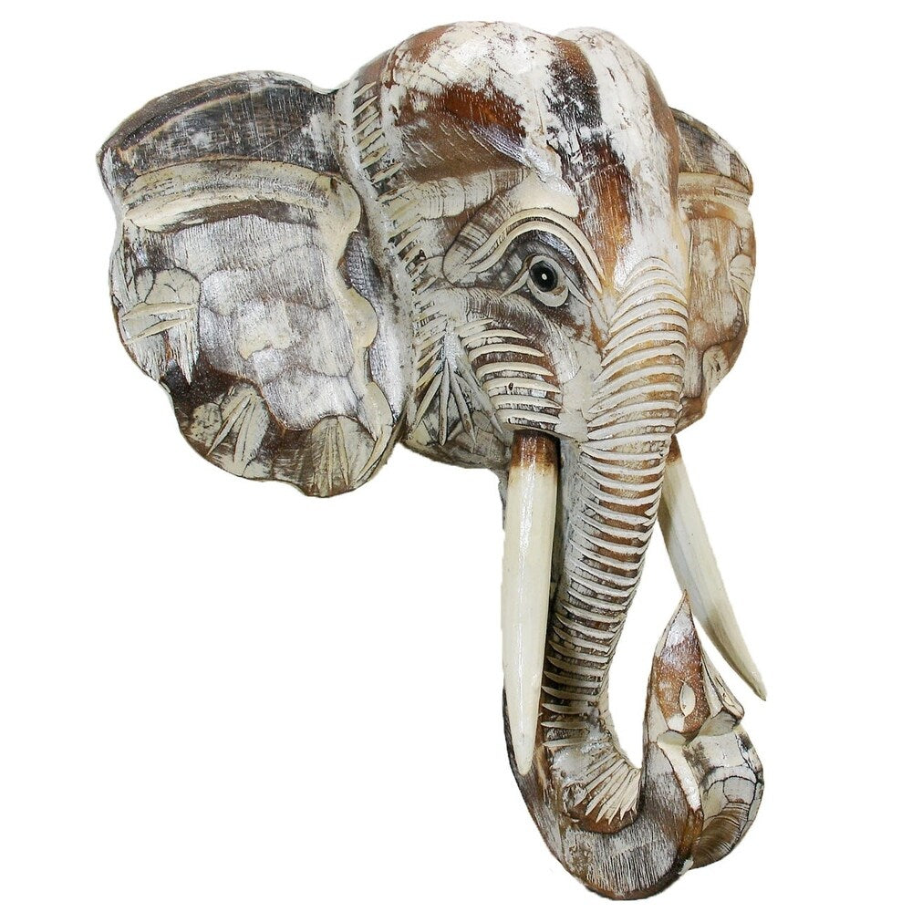 Decorazione da parete a forma di testa di elefante in legno