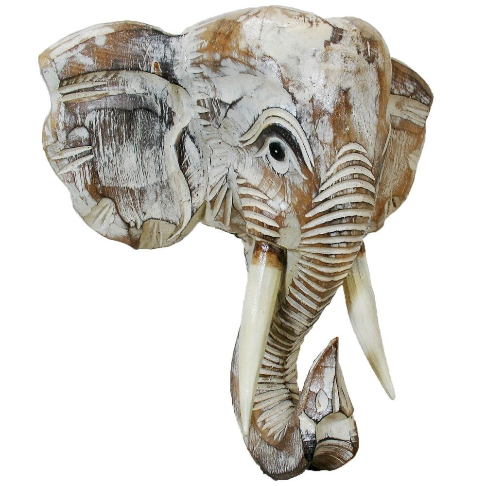Decorazione da parete a forma di testa di elefante in legno