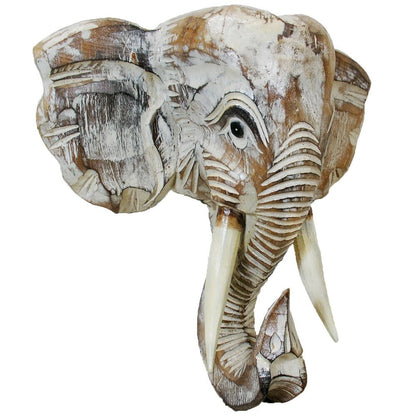 Decorazione da parete a forma di testa di elefante in legno