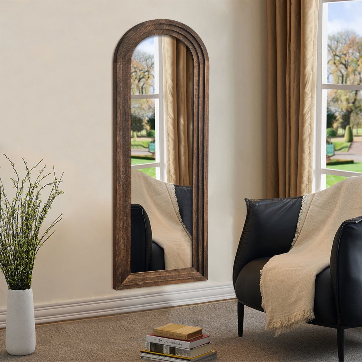 Specchio da parete in stile scala con cornice in legno - 64*21