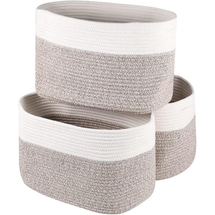 Cestini intrecciati per riporre oggetti, set da 3