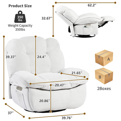 Poltrona reclinabile elettrica XINMICS, poltrona reclinabile massaggiante con riscaldamento, poltrone reclinabili girevoli moderne per adulti con USB