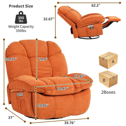 Poltrona reclinabile elettrica XINMICS, poltrona reclinabile massaggiante con riscaldamento, poltrone reclinabili girevoli moderne per adulti con USB
