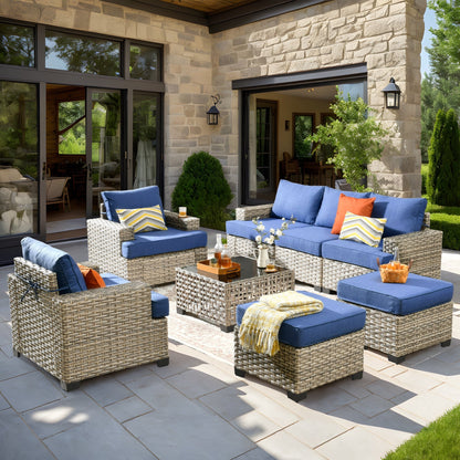Set da conversazione in rattan per esterni con mobili da giardino XIZZI da 8 pezzi