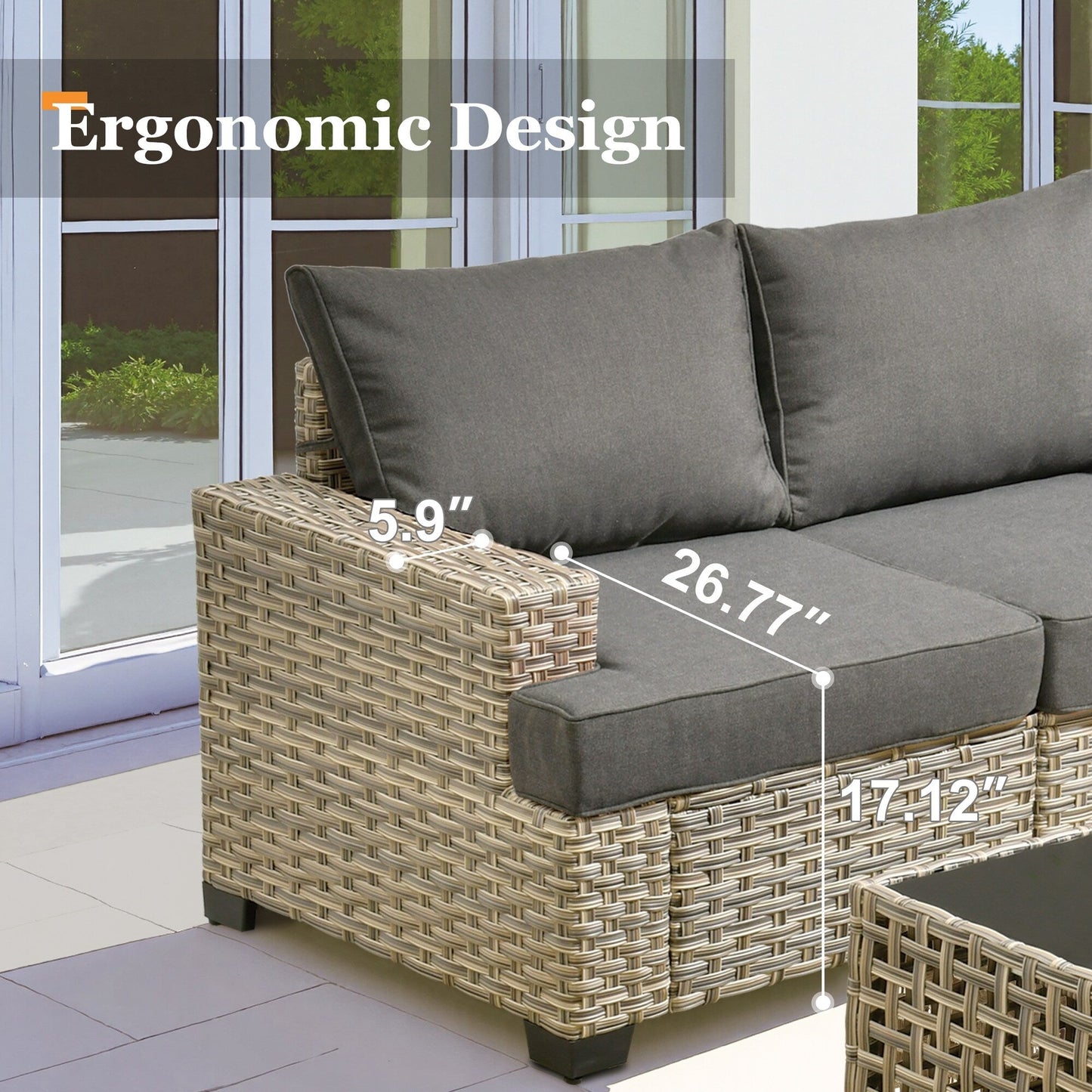Set da conversazione in rattan per esterni con mobili da giardino XIZZI da 8 pezzi