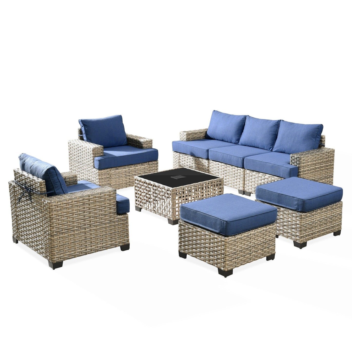 Set da conversazione in rattan per esterni con mobili da giardino XIZZI da 8 pezzi