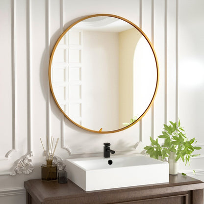 Specchio rotondo da bagno a parete YVANLA con cornice in metallo