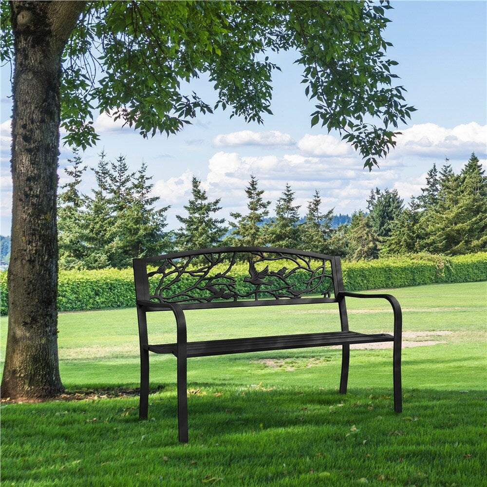 Panca da giardino Yaheetech per esterni, in metallo, per veranda - N/D