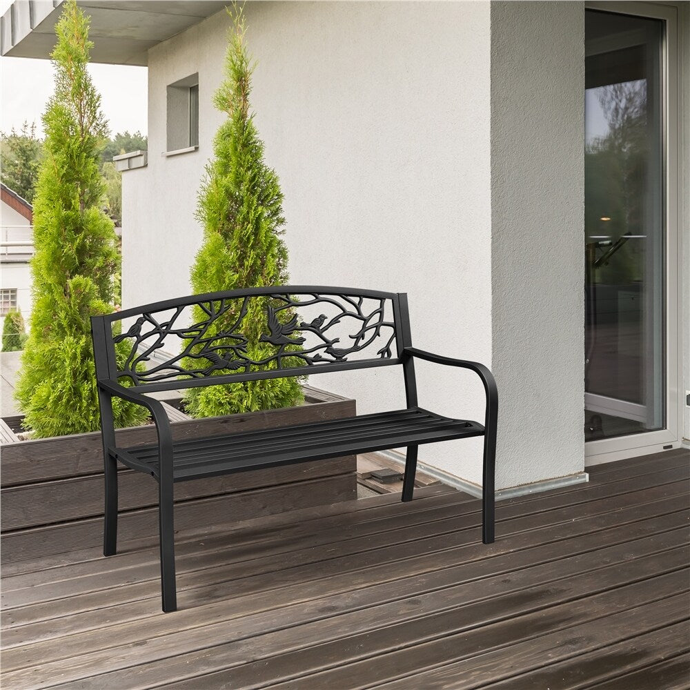 Panca da giardino Yaheetech per esterni, in metallo, per veranda - N/D