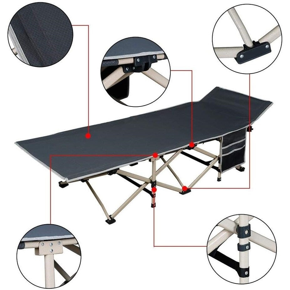 Yaheetech Lettino da campeggio pieghevole portatile in metallo per esterni e interni