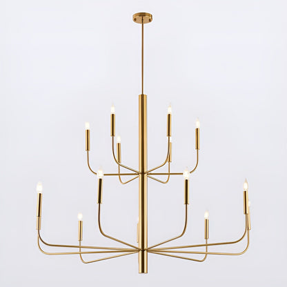 Lampadario minimalista a 15 luci, design antico a 2 livelli - 48