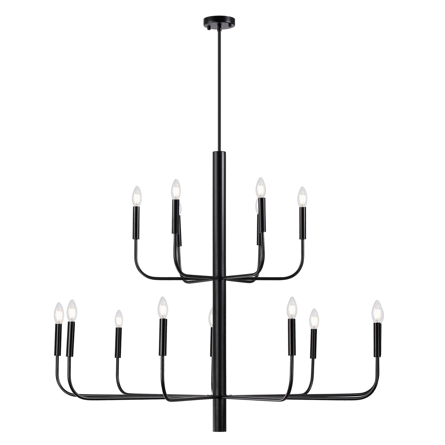 Lampadario minimalista a 15 luci, design antico a 2 livelli - 48